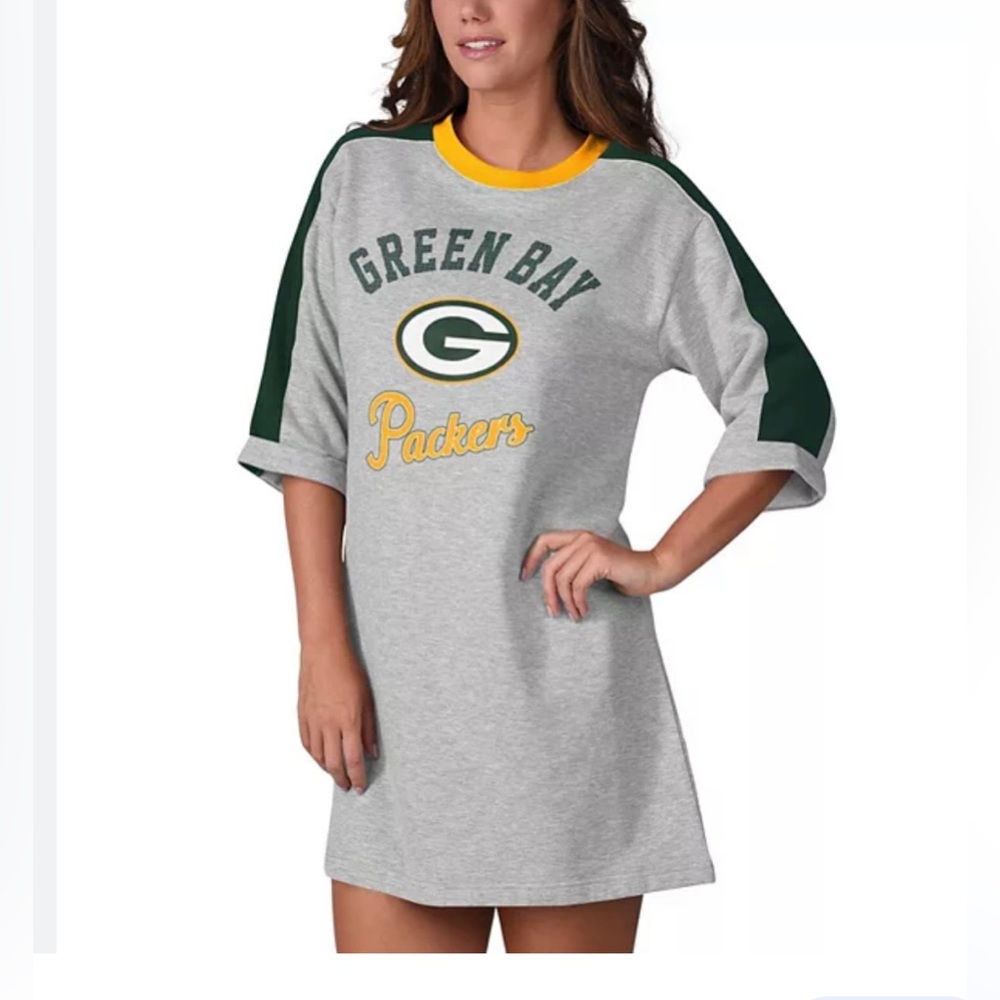 Green Bay Packers Casual Midi Dress with Crew Neck